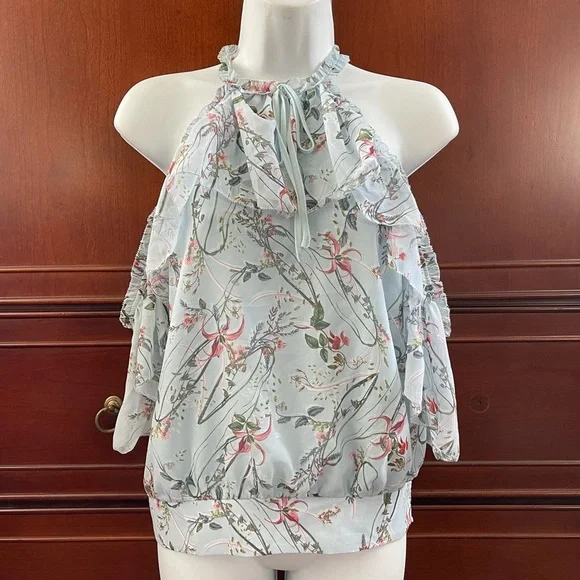 Bebe cold shoulder floral blouse - Picture 1 of 5
